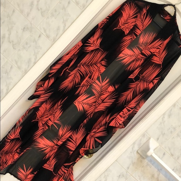 CORAL & BLACK KIMONO / CARDIGAN - Picture 4 of 8